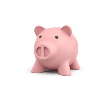 3d rendering of a pink ceramic piggy bank isolated on white background. Stock Illustration