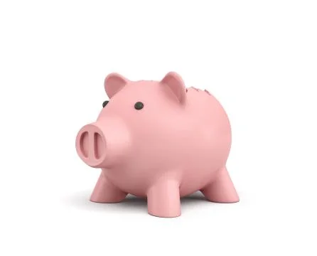 3d rendering of a pink ceramic piggy bank with a broken top on white background. Stock Illustration