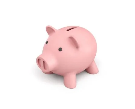 3d rendering of a pink ceramic piggy bank isolated on white background. Stock Illustration