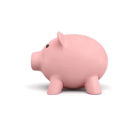 3d rendering of a pink ceramic piggy bank isolated on white background. Stock Illustration
