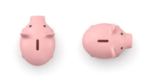 3d rendering of a pink ceramic piggy bank in top view isolated on white Stock Illustration