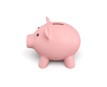 3d rendering of a pink ceramic piggy bank isolated on white background. Stock Illustration
