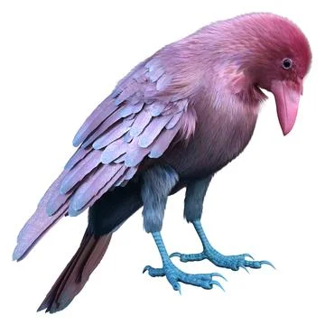 3D Rendering Pink Crow on White Stock Illustration