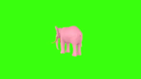 3D rendering of a pink elephant on a bright green background Stock-Footage 287985843
