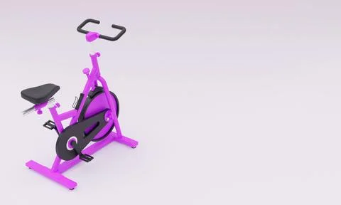 3D rendering of a pink exercise bike on a white background with copy space Stock Illustration