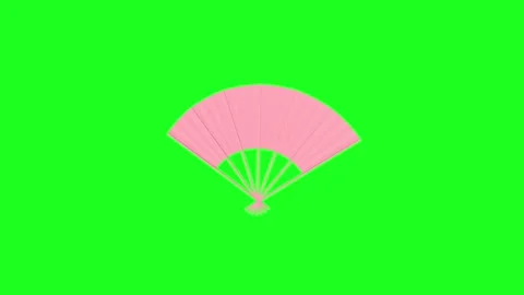 3D rendering of a pink fan rotating against a vibrant green background Stock Footage 287985975