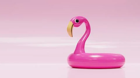 3D rendering of a pink flamingo pool ring 스톡 일러스트