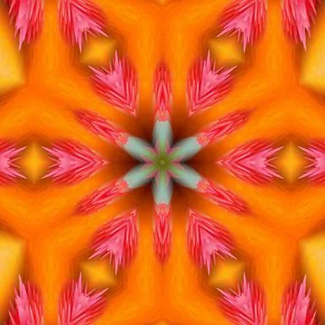 3D rendering of pink floral elements in the orange background Stockillustratie