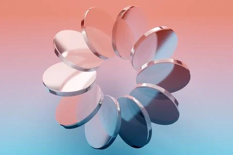 3D rendering pink  glowing  round fractal, torus, portal on monocrome isolate イラスト素材