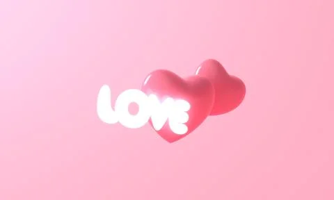 3d rendering of pink heart and love light neon on pink background. heart icon Illustrazione stock