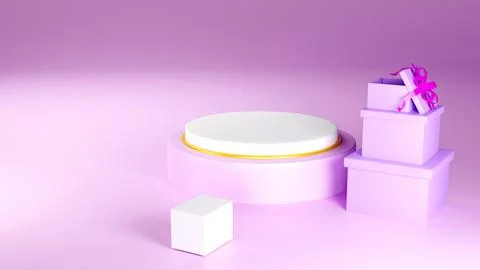 3d rendering of pink podium studio Abstract Illustrazione stock