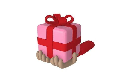 3D rendering of a pink present icon on white background Stock Illustration