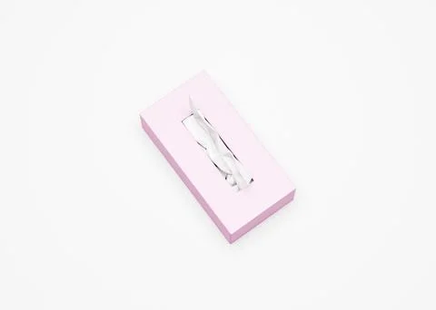 3D rendering of a pink tissue box on a white background. Illustrazione stock