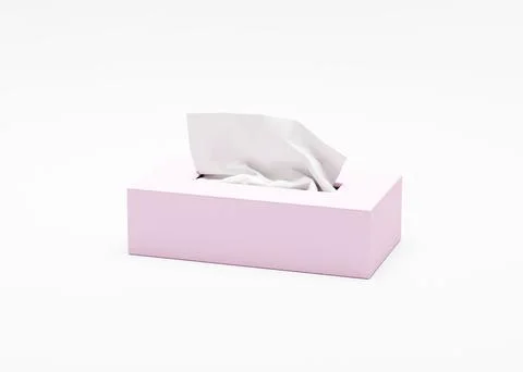 3D rendering of a pink tissue box on a white background. Illustrazione stock