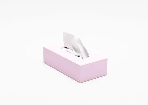 3D rendering of a pink tissue box on a white background. Illustrazione stock