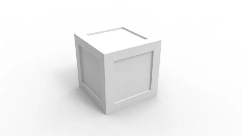 3d rendering of a plain box crate isolated in white background 스톡 일러스트