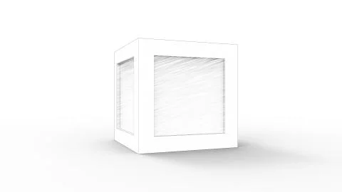 3d rendering of a plain box crate isolated in white background Illustrazione stock