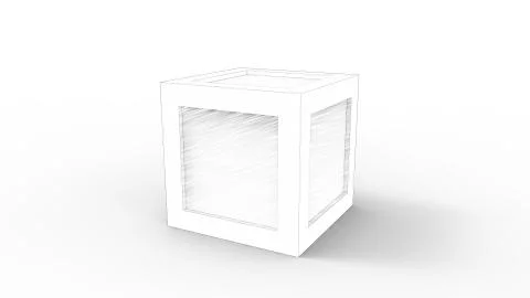 3d rendering of a plain box crate isolated in white background Stock Illustration