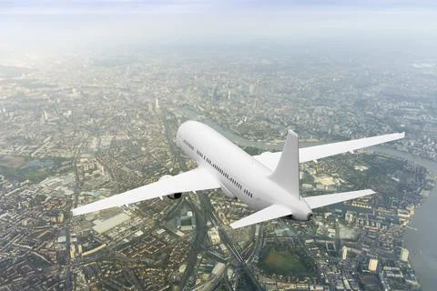 3d rendering of a plane over London Stock Illustration