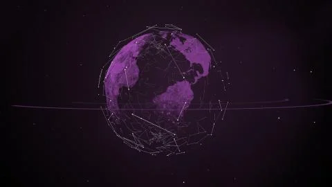 3D rendering planet covered with scientific technology data binary code network Illustrazione stock