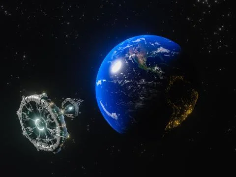 A 3D rendering of Planet Earth - a low latency, broadband internet system to  스톡 일러스트