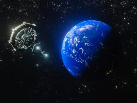A 3D rendering of Planet Earth - a low latency, broadband internet system to  Stock Illustration