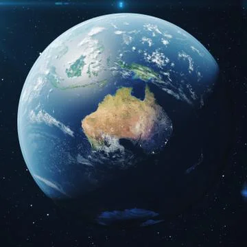 3D Rendering Planet earth from the space at night. The World Globe from Space in Stock Illustration