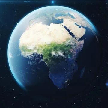 3D Rendering Planet earth from the space at night. The World Globe from Space in Stock Illustration