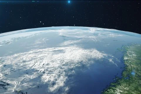 3D Rendering Planet earth from the space at night. The World Globe from Space in Stock Illustration