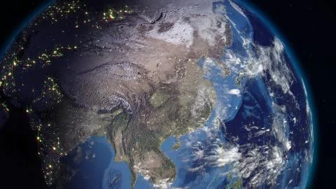3D rendering planet Earth from space against the background of the star sky 库存插图
