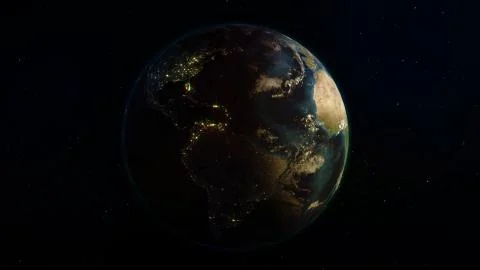 3D rendering planet Earth from space against the background of the star sky Stock Illustration