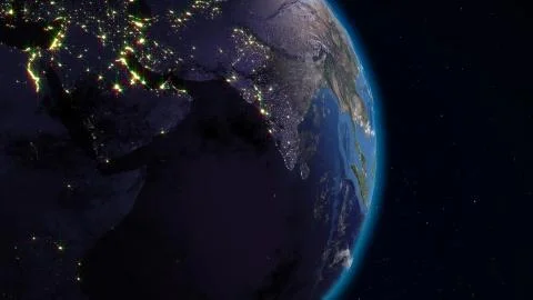 3D rendering planet Earth from space against the background of the star sky Stock Illustration