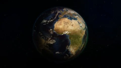 3D rendering planet Earth from space against the background of the star sky Stock Illustration