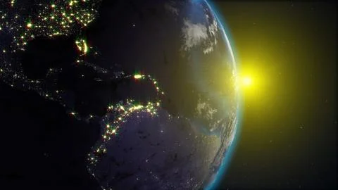 3D rendering planet Earth from space against the background of the starry sky an Illustrazione stock