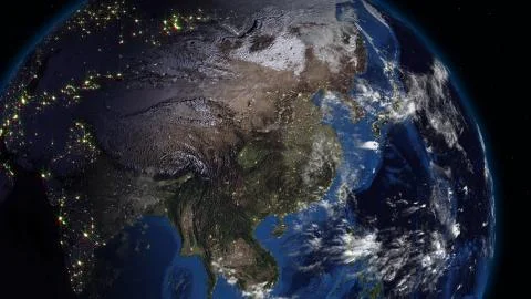 3D rendering planet Earth from space against the background of the star sky Stockillustratie