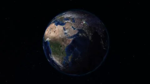 3D rendering planet Earth from space against the background of the star sky Stock Illustration