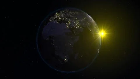 3D rendering planet Earth from space against the background of the starry sky an Stock Illustration