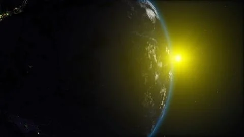 3D rendering planet Earth from space against the background of the starry sky an Stock Illustration