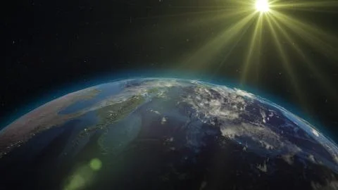 3D rendering planet Earth from space against the background of the starry sky an Stock Illustration