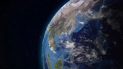 3D rendering planet Earth from space against the background of the star sky Stockillustratie