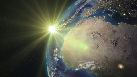 3D rendering planet Earth from space against the background of the starry sky an 스톡 일러스트