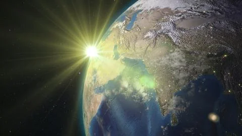 3D rendering planet Earth from space against the background of the starry sky an Stock Illustration