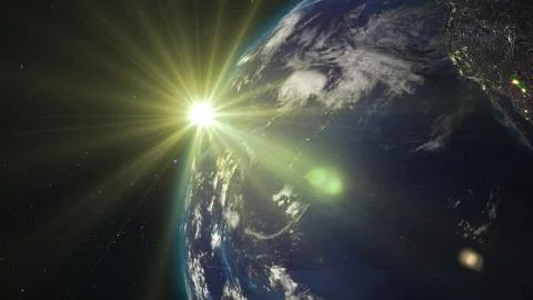 3D rendering planet Earth from space against the background of the starry sky an Stock Illustration