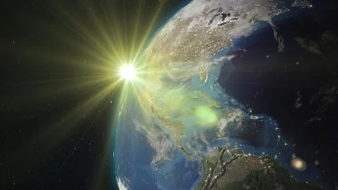 3D rendering planet Earth from space against the background of the starry sky an Illustrazione stock