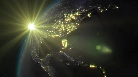 3D rendering planet Earth from space against the background of the starry sky an Stock Illustration