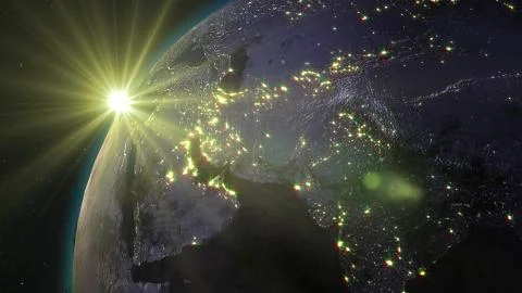 3D rendering planet Earth from space against the background of the starry sky an Stock Illustration
