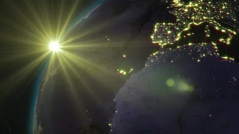 3D rendering planet Earth from space against the background of the starry sky an Stock Illustration
