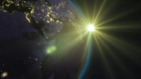 3D rendering planet Earth from space against the background of the starry sky an Illustrazione stock