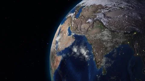 3D rendering planet Earth from space against the background of the star sky Stock Illustration