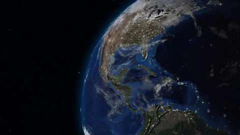 3D rendering planet Earth from space against the background of the star sky イラスト素材